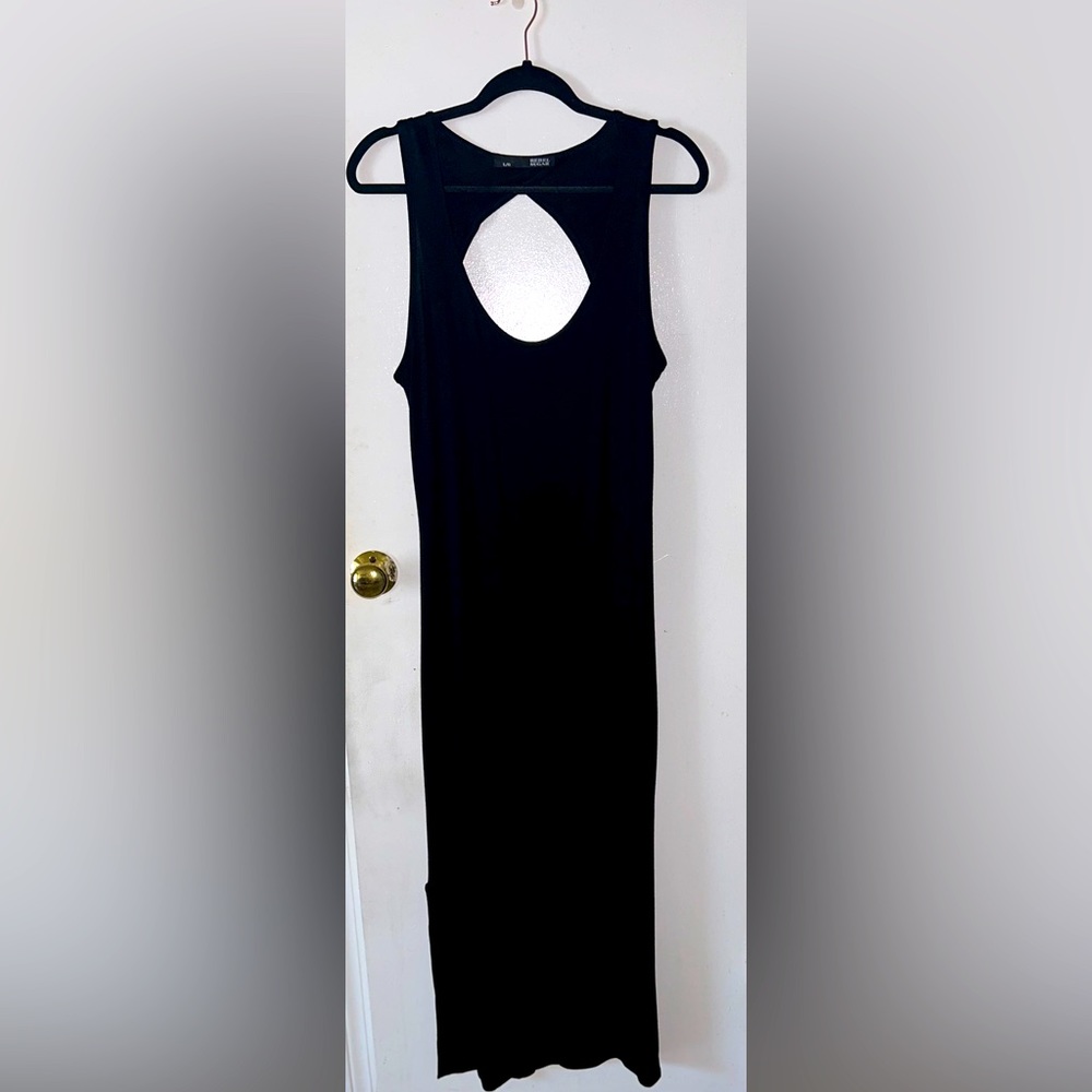 Women’s Large Black Maxi Dress with Open Back and Slits at the Bottom